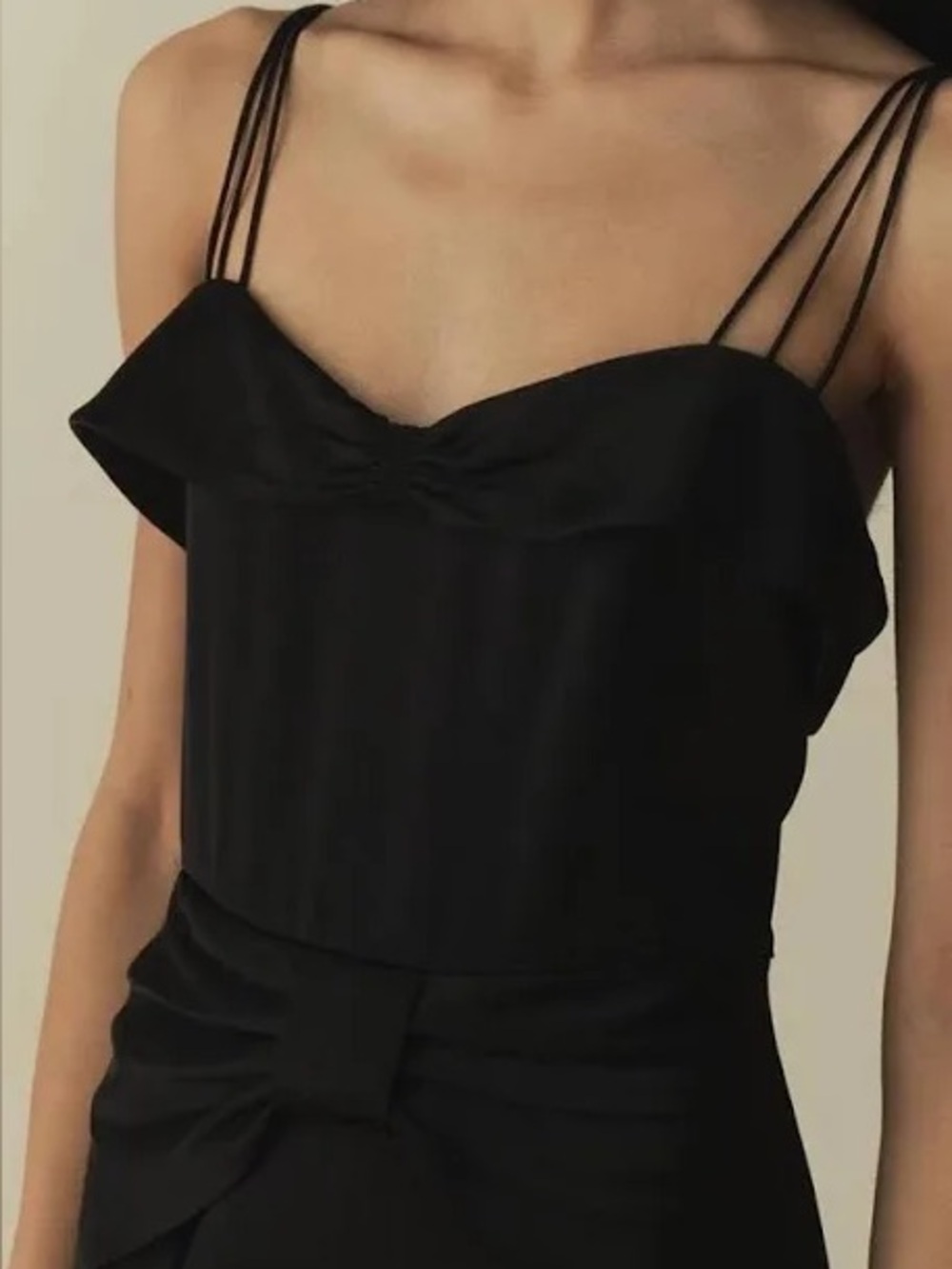 Doen Black Strapless Dress with Delicate Triple-Strap Shoulders